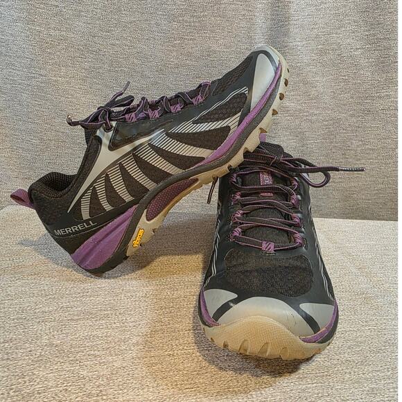 Merrell WM Sz 9 Black Purple Hiking Siren Edge 3 Waterproof Trail Vibram J034438 - Picture 1 of 6